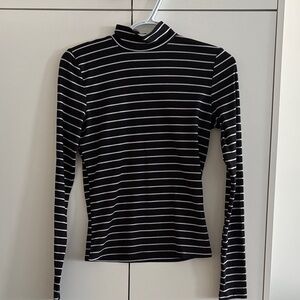 Black and White Striped Women's Top